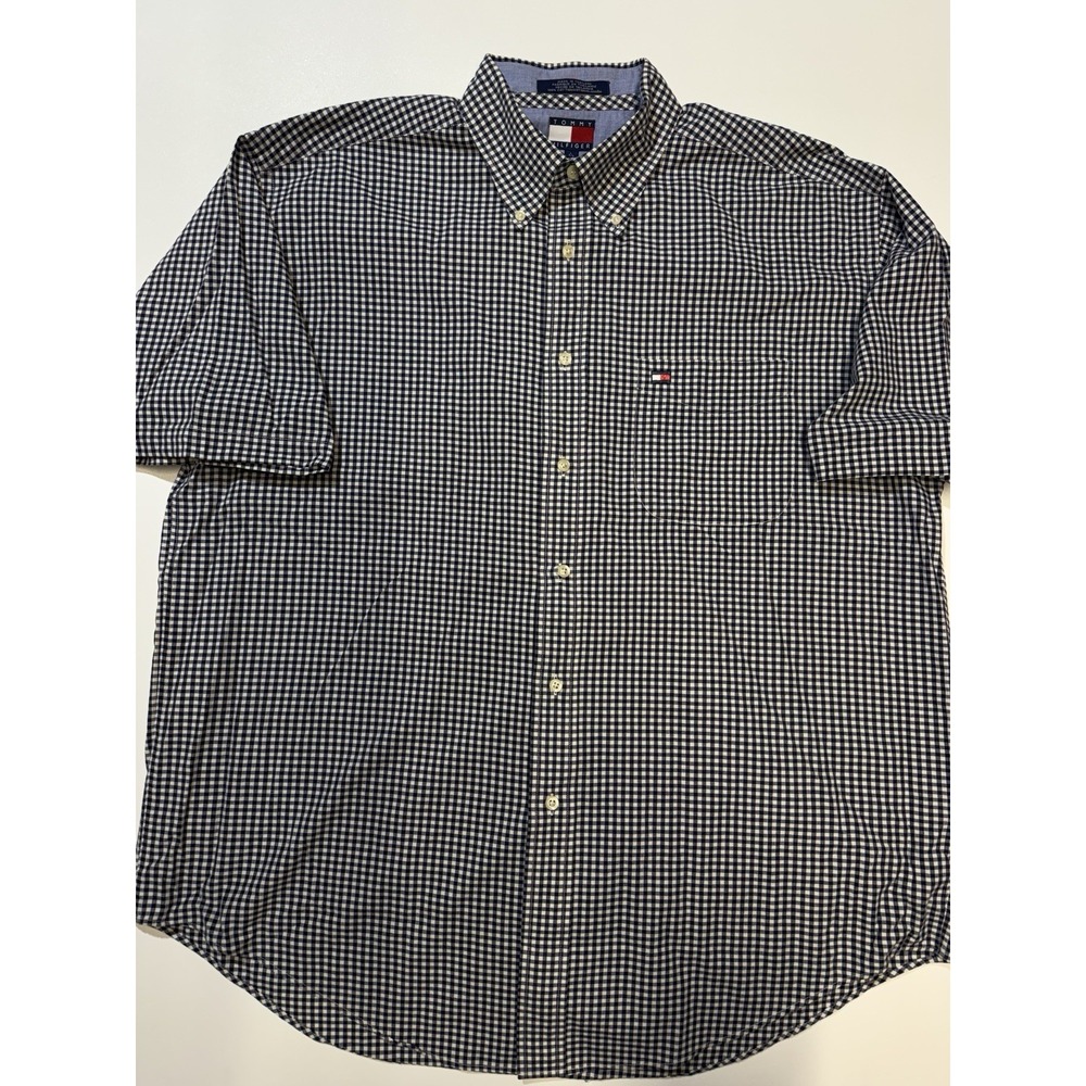 Vintage Tommy Hilfiger Men's Large Plaid Checkered Long Sleeve Button Down Shirt